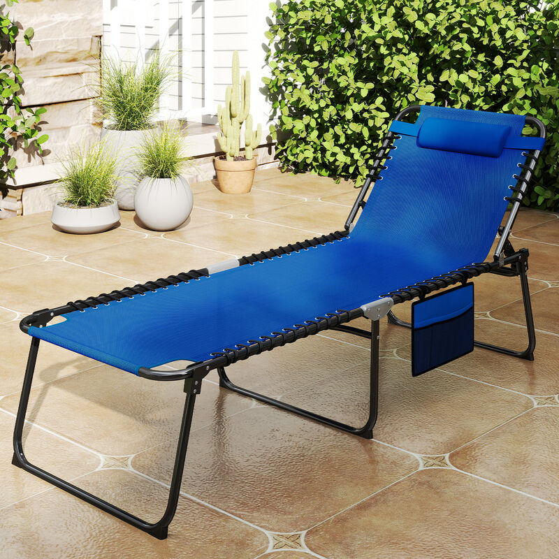 Adjustable 4 Position Folding Lounge Chair with Reclining Backrest and Footrest image number 1