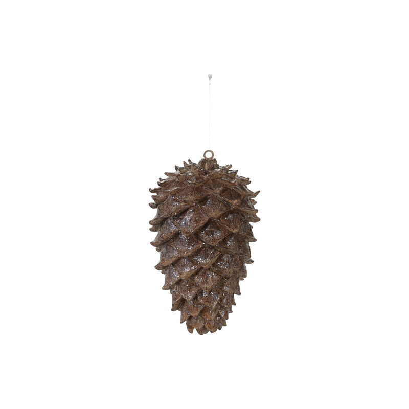 Artisan Resin Pinecone Figurine with Glitter Finish, Brown image number 0