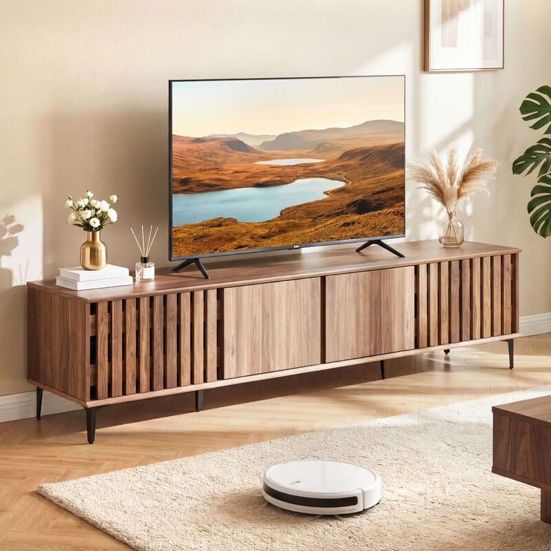 Mid Century Modern TV Stand with 4 Storage Cabinets for Living Room image number 1
