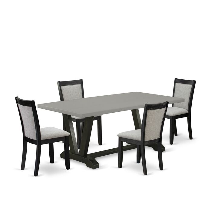 East West Furniture V697MZ606-5 5Pc Dining Set - Rectangular Table and 4 Parson Chairs - Multi-Color Color