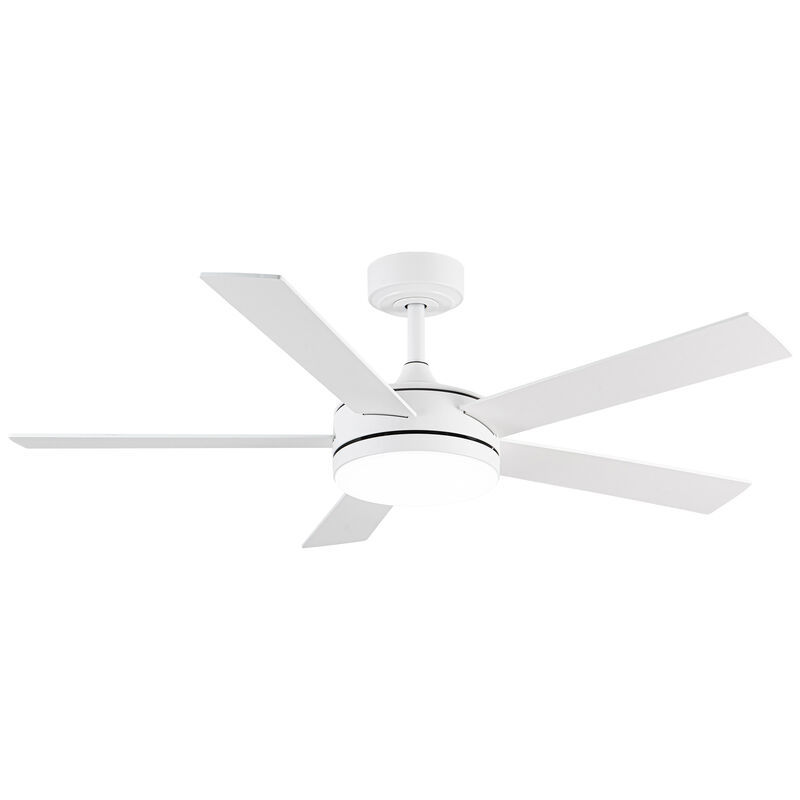 48 in. Smart Matte White Integrated LED Dimmable Reversible Blades Ceiling Fan with Light and APP Control & Remote