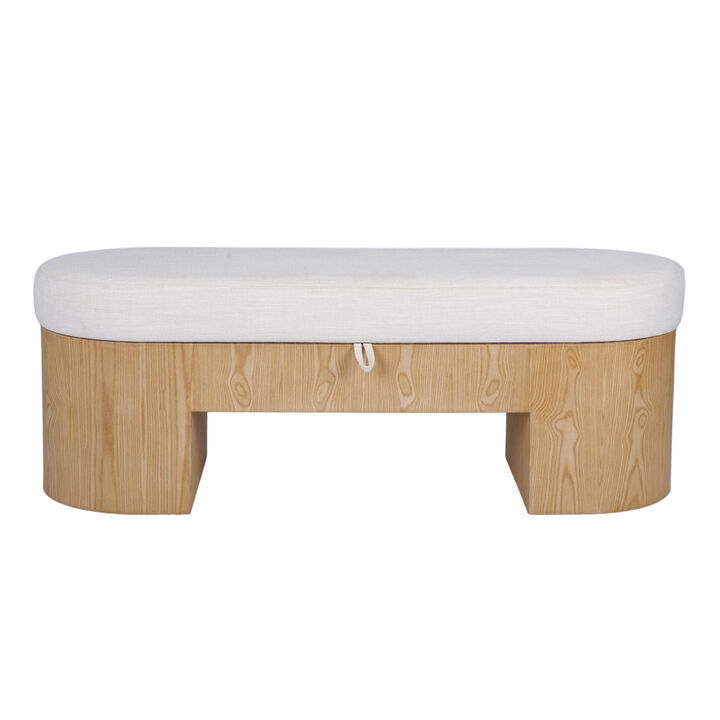 Poppi Cream Performance Fabric Storage Bench