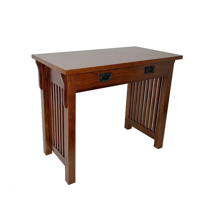 Wooden Frame Writing Desk with 1 Drawer and Slatted Sides