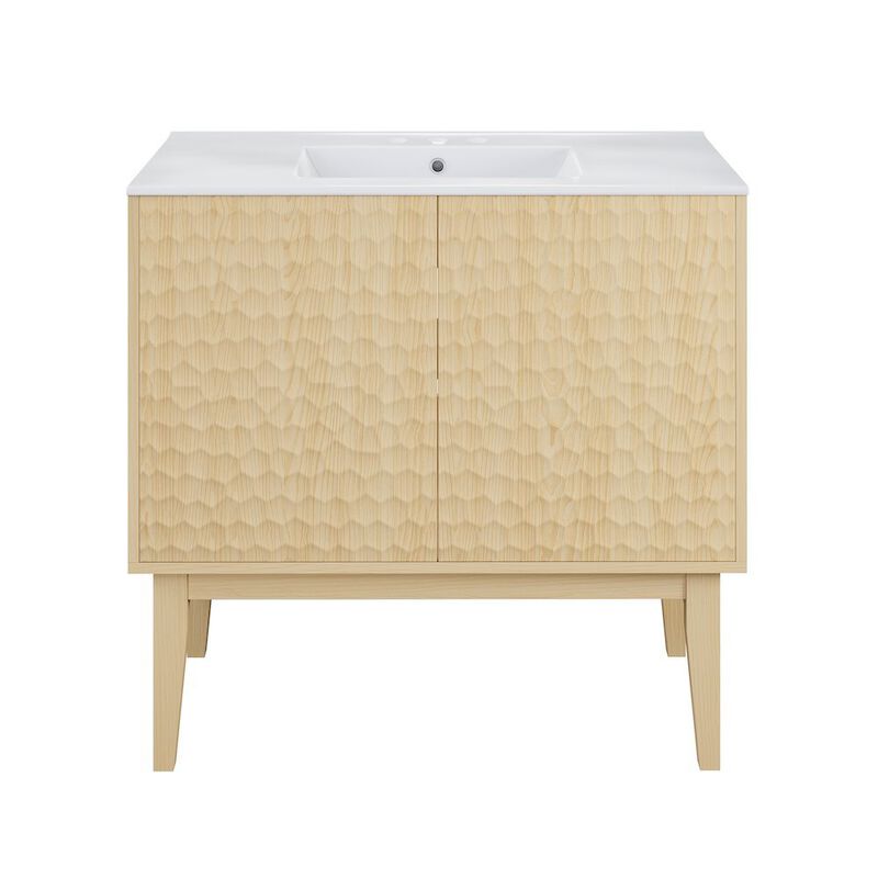 36" Freestanding Bathroom Vanity with 3-Hole Widespread Sink Top image number 0