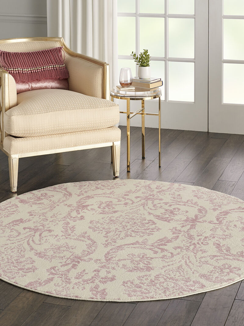 Jubilant JUB09 Ivory/Pink 5'3" x Round Rug