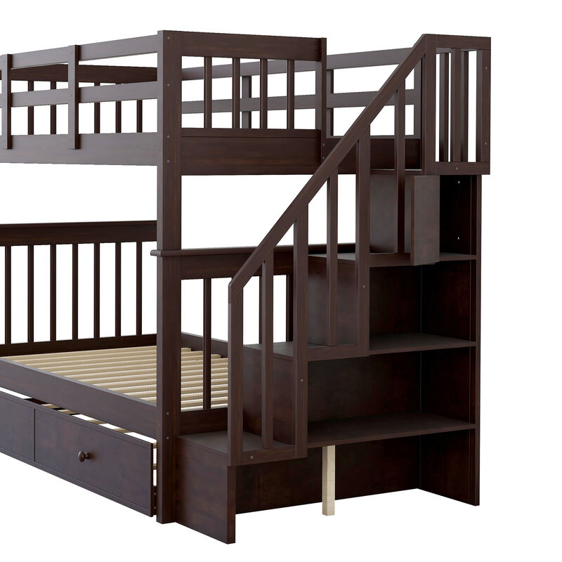 Merax Stairway Twin-Over-Twin Bunk Bed with Twin size Trundle