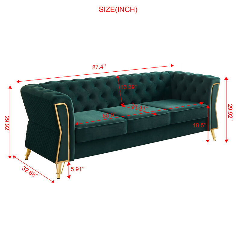 Marpwo Tufted Velvet Sofa image number 7