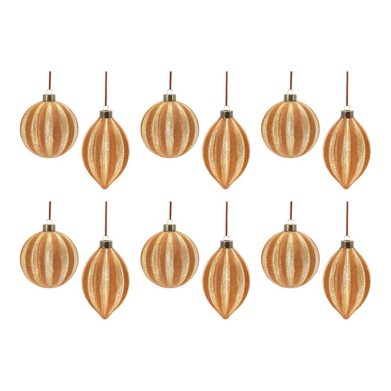 Ornament (Set of 12) 5"H, 5.5"H Glass