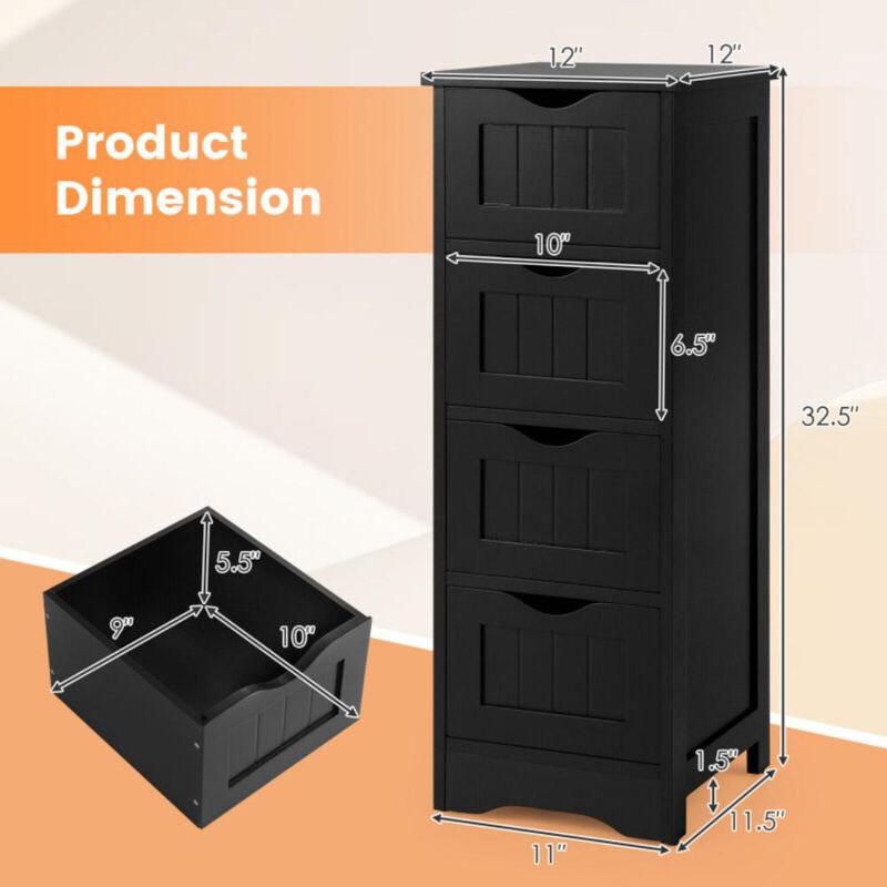 Hivvago 4-Drawer Freestanding Floor Cabinet with Anti-Toppling Device
