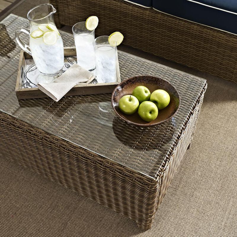 Crosley Furniture Bradenton Outdoor Wicker Coffee Table Weathered Brown