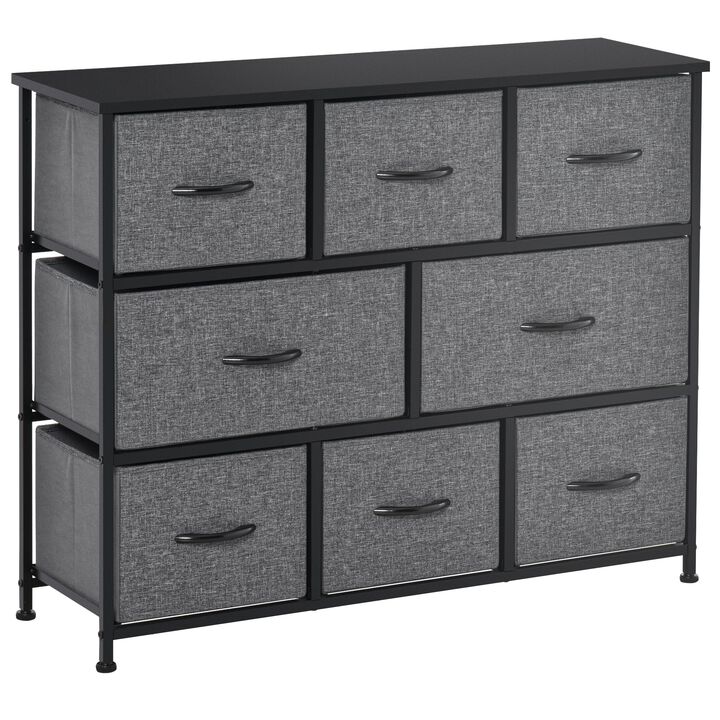 Dark Gray Storage: 8-Drawer 3-Tier Fabric Chest with Steel Frame