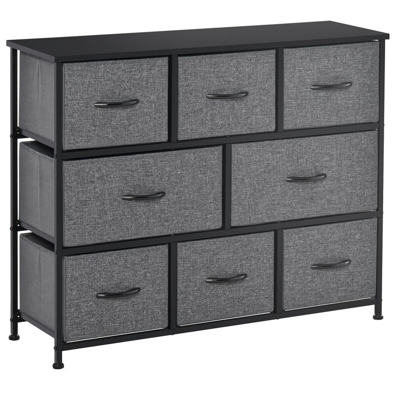 Dark Gray Storage: 8-Drawer 3-Tier Fabric Chest with Steel Frame