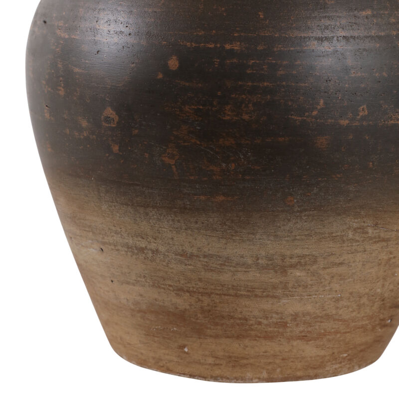 Terracotta, 9" Vase With Handles, Chocolate Brown image number 4