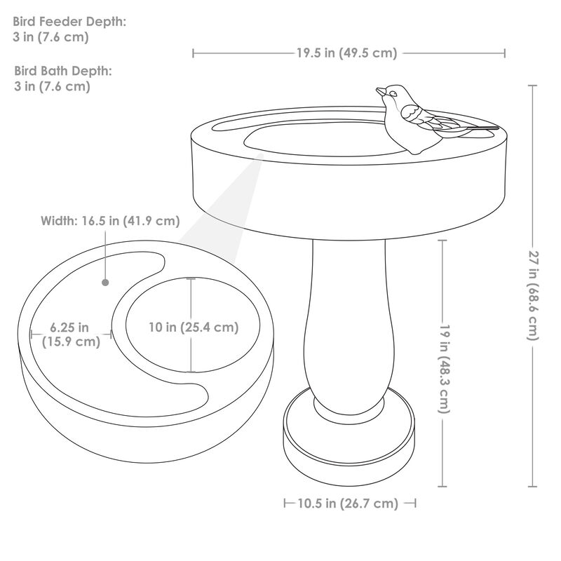 Sunnydaze Bird Bath with Birdseed Feeder Compartment - 29"