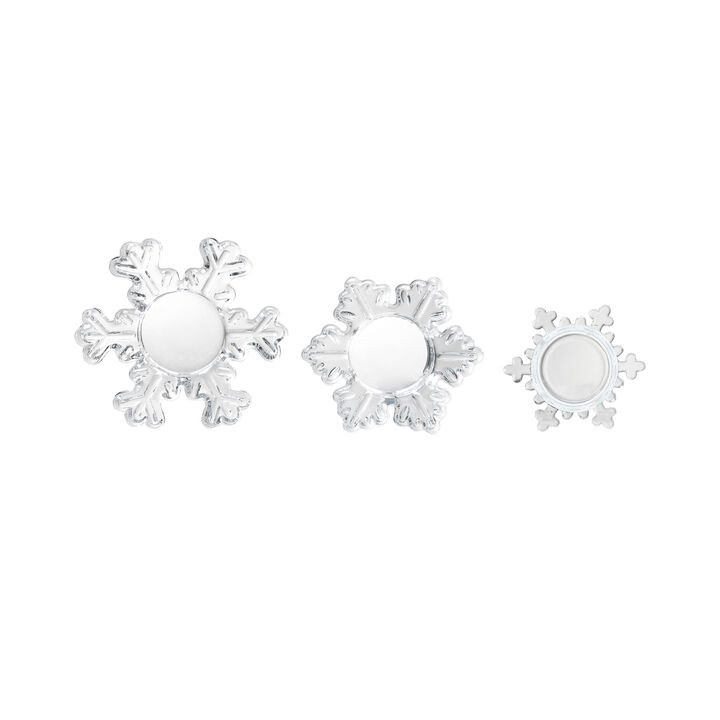 Glass Snowflake Tealight Holders, Set of 3