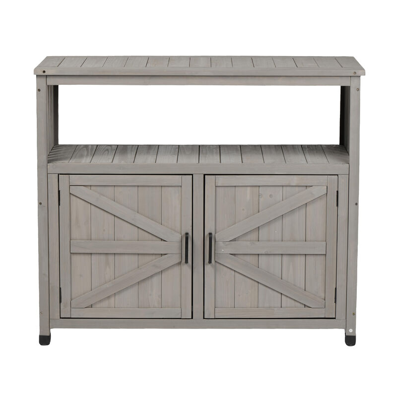 Whisen Rustic Wooden Patio Bar Tables with Storage & Countertop for Indoor-Outdoor Use image number 0