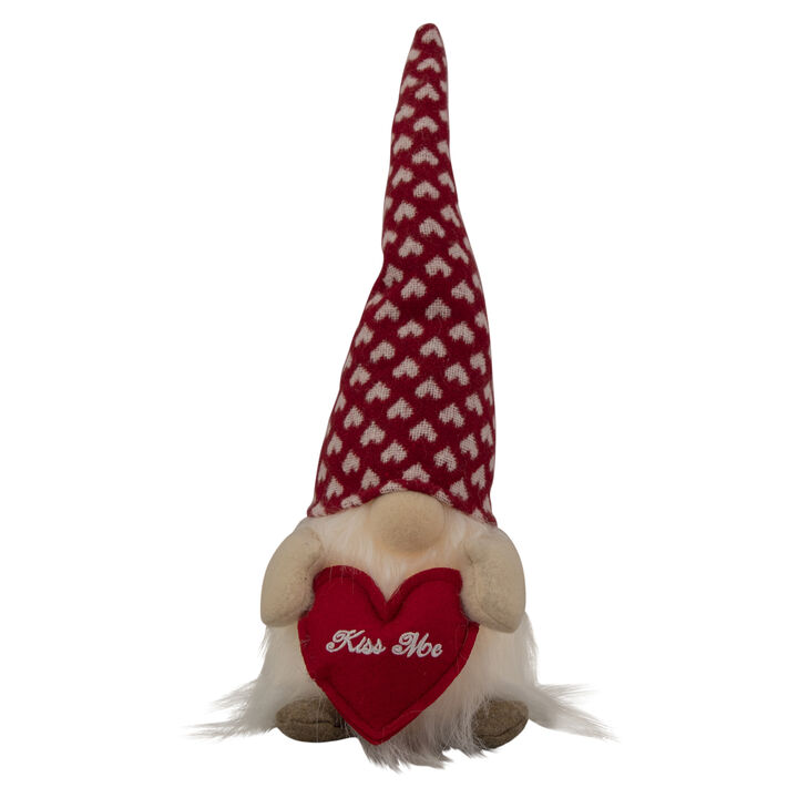 LED Lighted Boy Valentine's Day Gnome with Kiss Me Heart - 13"