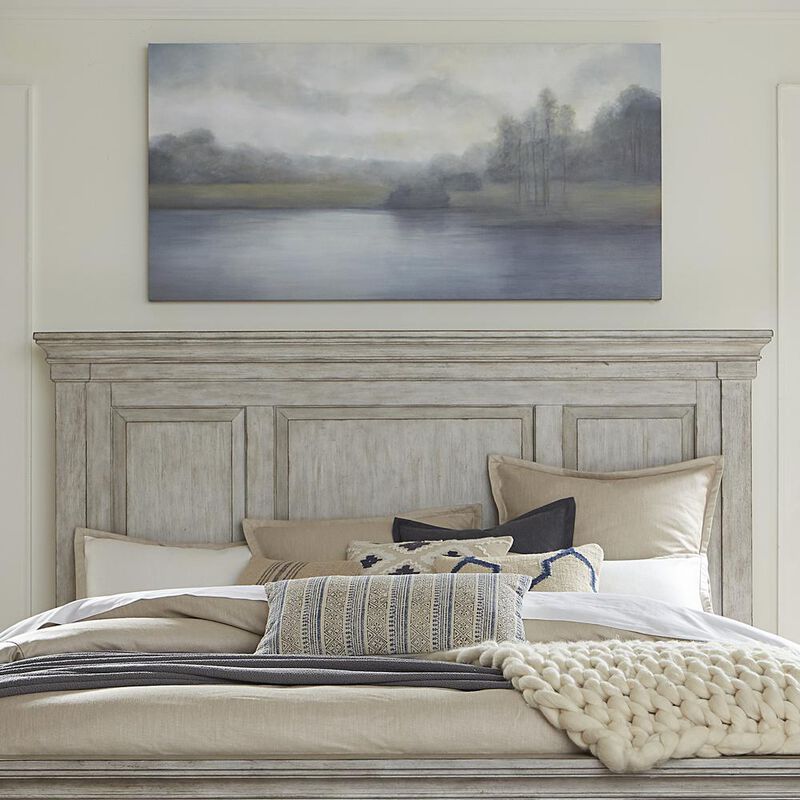 Liberty Furniture Heartland Queen Panel Headboard in Antique White w/ Tobacco Top image number 1