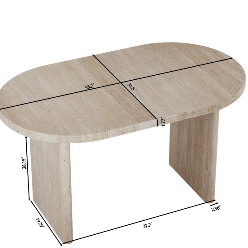 55.12"-70.87"Modern Extendable Dining Table with removable extension leaves,Mid-century modern style home table image number 3