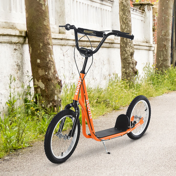 BreeBe Youth Scooter Kick Scooter, Max Load 220 LBS., with Adjustable Handlebar, 16" Inflatable Wheels, Dual Brakes