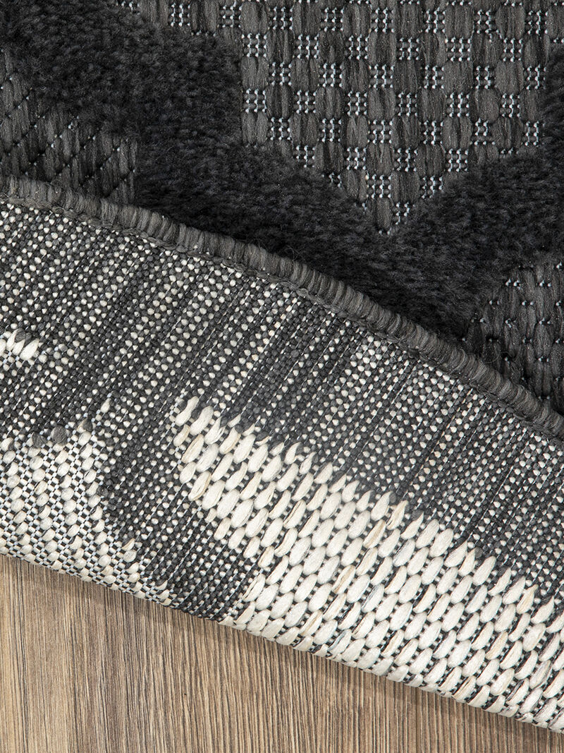 Easy Care NES01 Charcoal/Black 6' x 9' Oval Rug