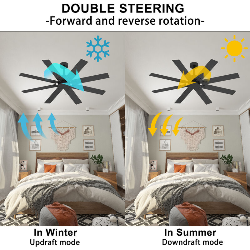 65 in. Indoor Outdoor Use Black Solid Wood Grain 8 Blade Propeller Ceiling Fan with Remote Control, Adjustable, 5-Speed