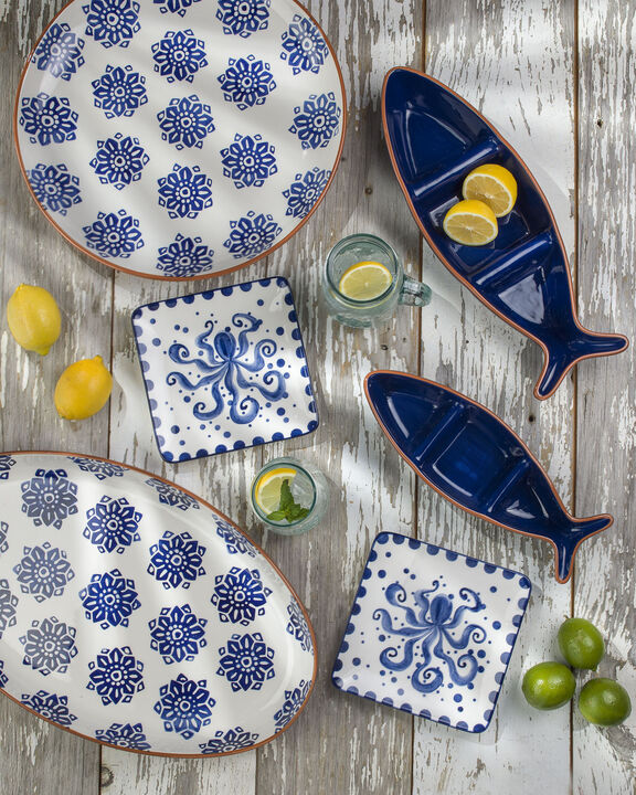 Euro Ceramica Azul Tile Oversized Oval Serving Platter