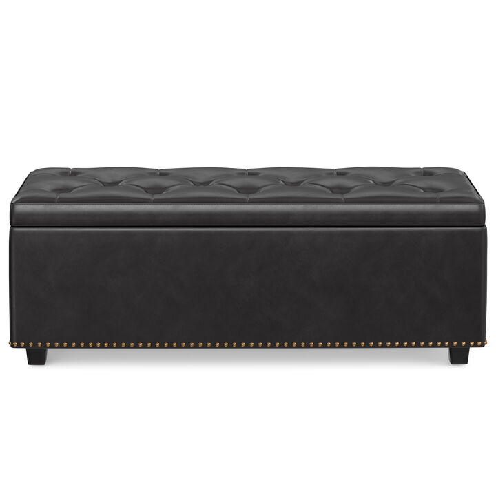 Hamilton Lift Top Rectangular Storage Ottoman in Tanners Brown Faux Leather