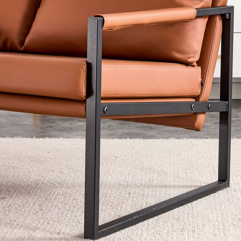 Hivvago 2 Seater Modern Designed PU Leather Sofa Set with Metal Frame