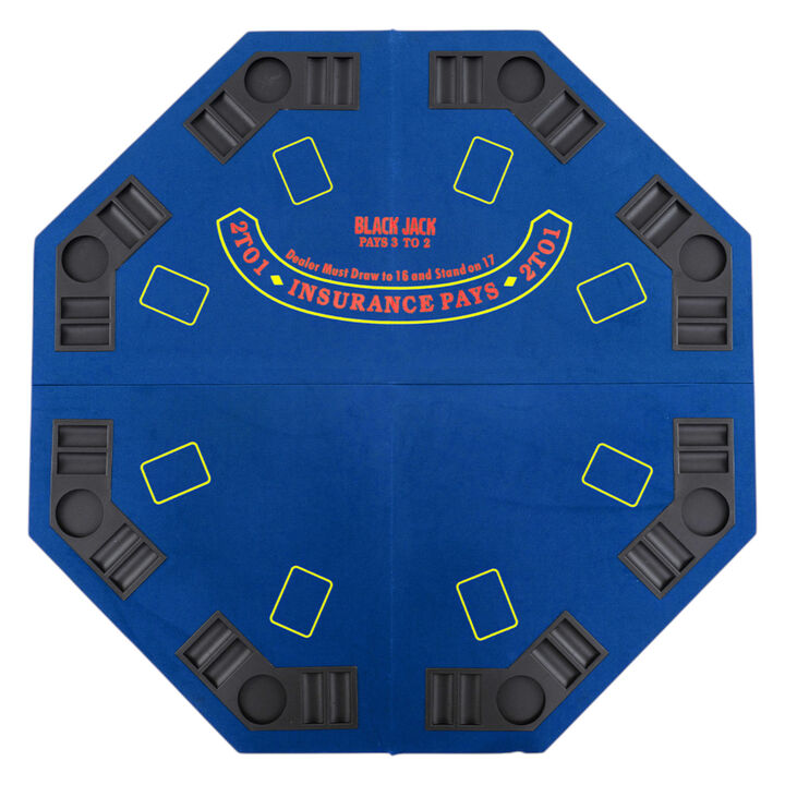 Portable 8 Player Poker Table Top with Built In Cup Holders and Chip Trays