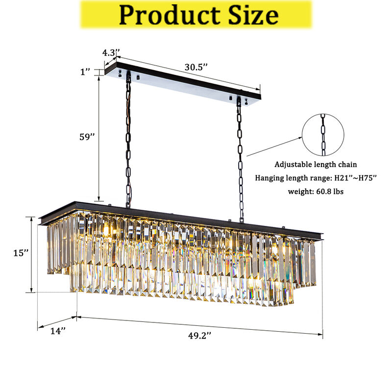 12-Light Modern Fringe Crystal Chandelier for Dining Room with Crystal Accents image number 5