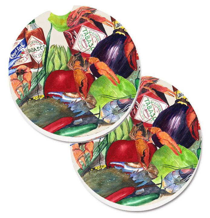 Caroline's Treasures Louisiana Spices Set of 2 Cup Holder Car Coasters 8540-1CARC, 2.56, Multicolor
