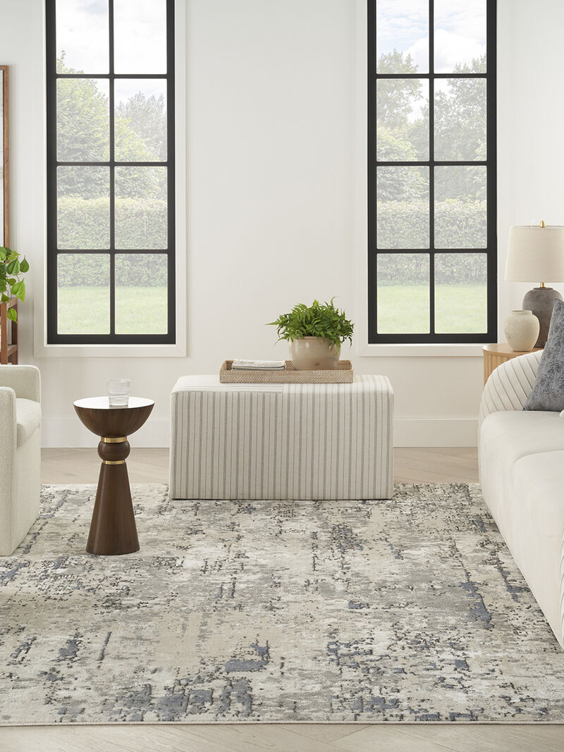 Quarry QUA01 Ivory/Blue/Gray 6' x 9' Rug