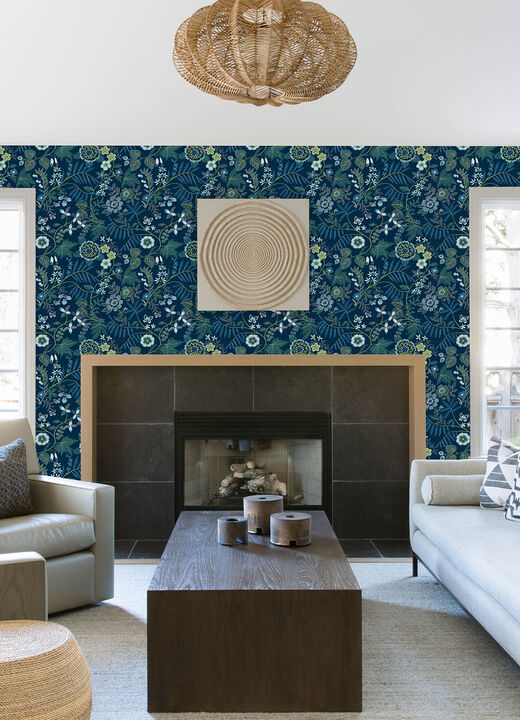 Marilyn Dark Blue Floral Trail Wallpaper
