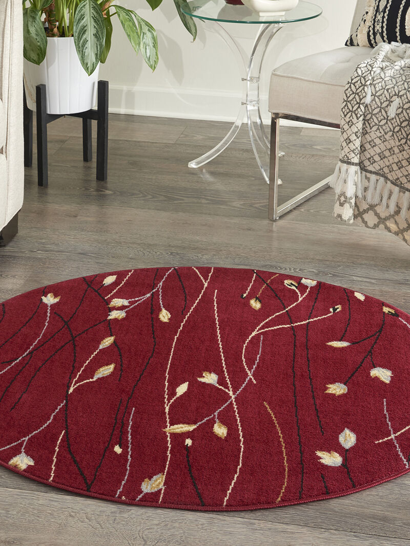 Grafix GRF15 Red 4' x Round Rug