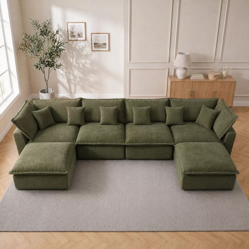 Vipbear 170 Inch Oversized Modular U Shaped Sectional Sofa with Movable Ottoman, Extra Deep Seats image number 6