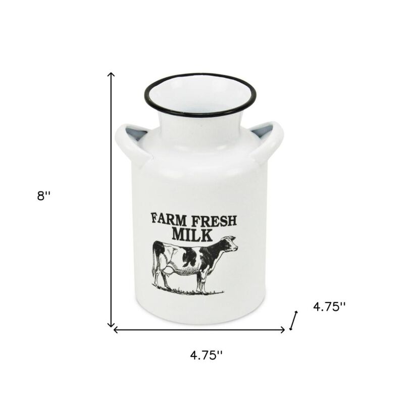 Hivvago 8 Inch Black And White Metal Jug Vase