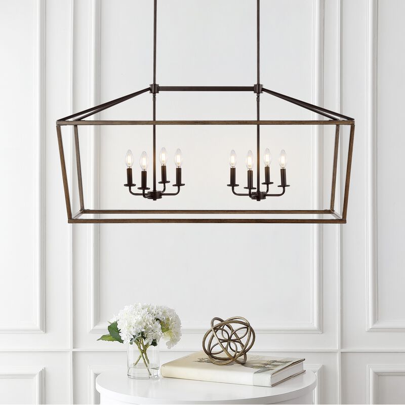 Oriana 8-Light Iron Farmhouse Industrial Lantern LED Pendant