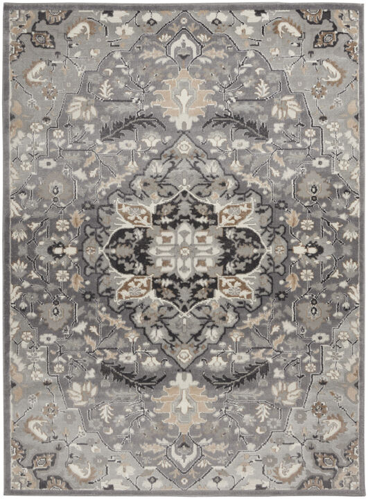 HomeRoots Floral Medallion Non Skid Area Rug