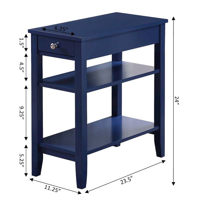 Convenience Concepts American Heritage 1 Drawer Chairside End Table with Shelves