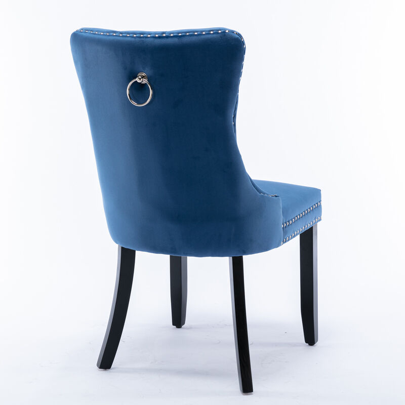 Streamdale Contemporary Velvet Dining Chairs, Blue, 2-PCS Set