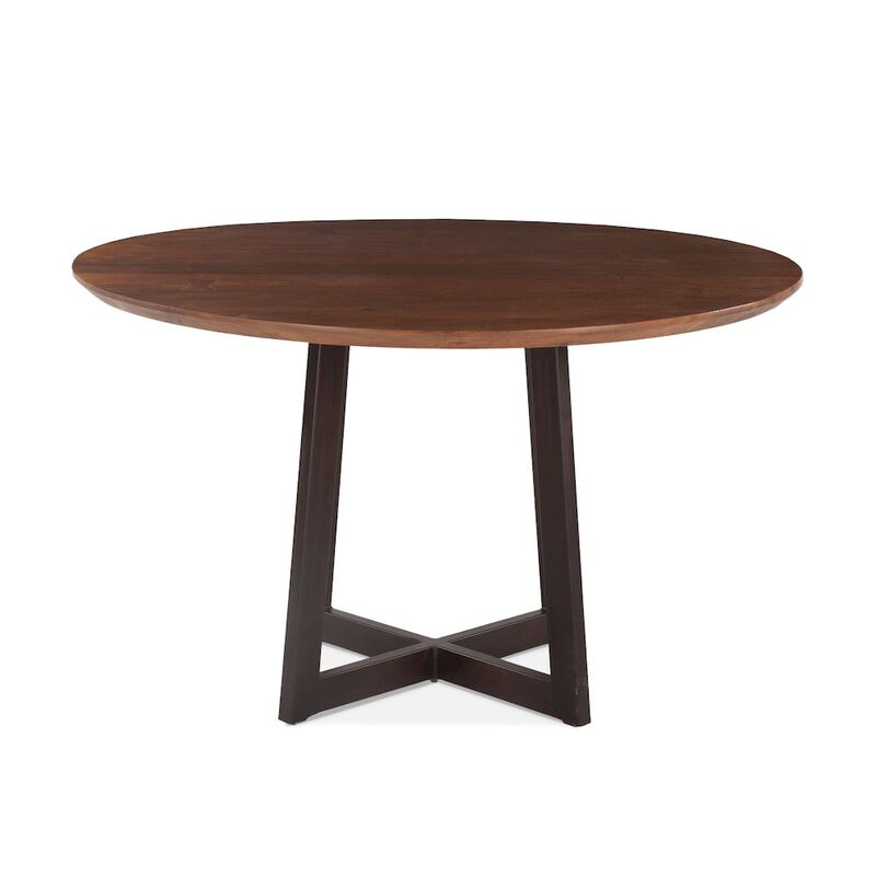 World Interiors Mapai 48-Inch Round Acacia Wood Table in Walnut Finish