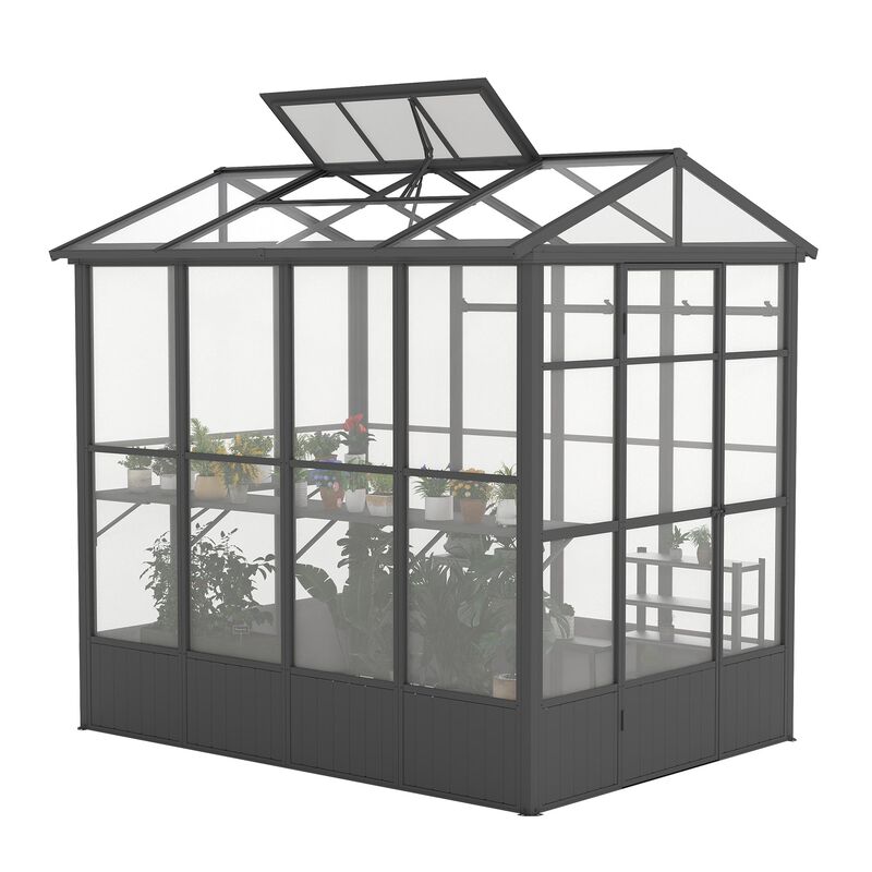 Mondawe 6.5 x 8 FT Polycarbonate Greenhouse, Outdoor Full Aluminum Heavy Duty Greenhouse with Extra 7.8FT Walk-in Height image number 0