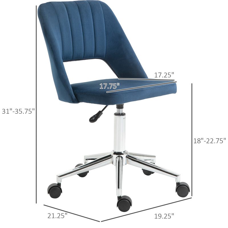 Blue Velvet Office Chair: Executive Mid Back with Thick Padding