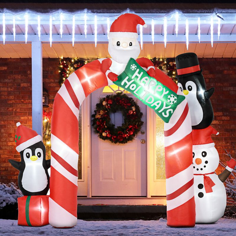 Giant 10ft Christmas Inflatables Decorations Archway with Santa Claus Penguin
