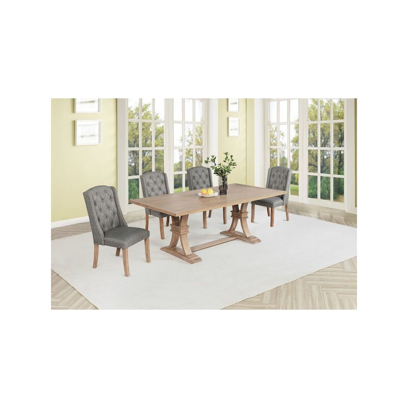 Best Quality Furniture 5 Piece Traditional Dining Table With Dark Grey Side Chairs