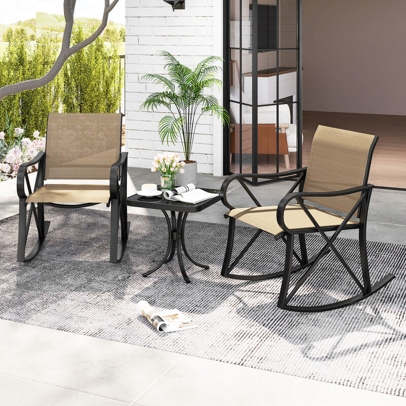 3-Piece Patio Rocker Set &ndash; Outdoor Rocking Chairs with Smooth Motion & Table