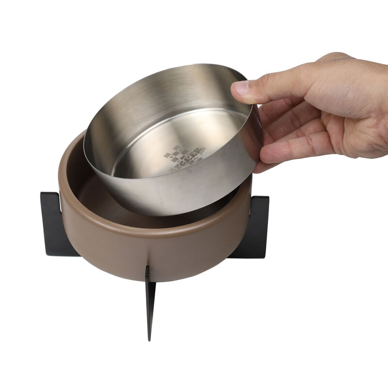 Intersecta Concrete and Stainless Steel Bowl 16oz (2 Cups) with Metal Stand Pet Feeder image number 7