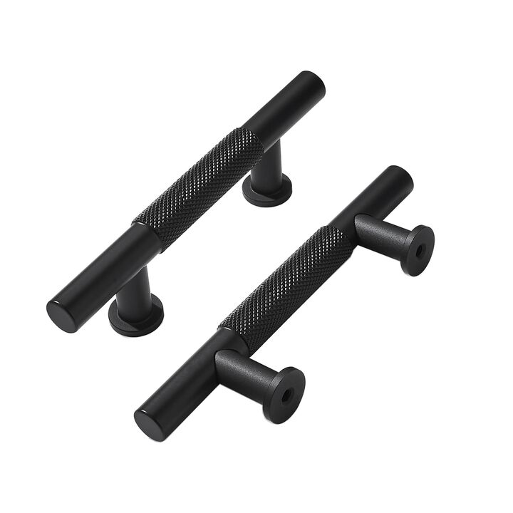 Khtumeware 10 Pack 3 Inch(76mm) Drawer Handles Knurled Matte Black Cabinet Pulls Kitchen Hardware for Cabinets and Cupboards