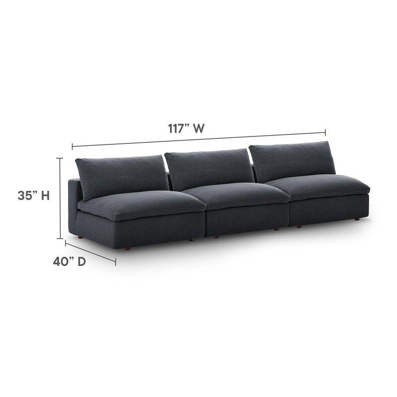 Modway Commix Down Filled Overstuffed 3-Piece Armless Sectional Sofa image number 2